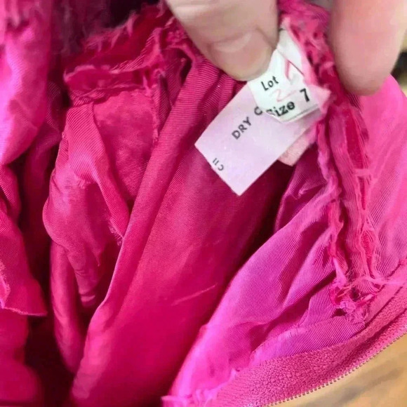 Vintage pink 80’s taffeta maxi dress matching shawl smocked top-Sm - Picture 13 of 14